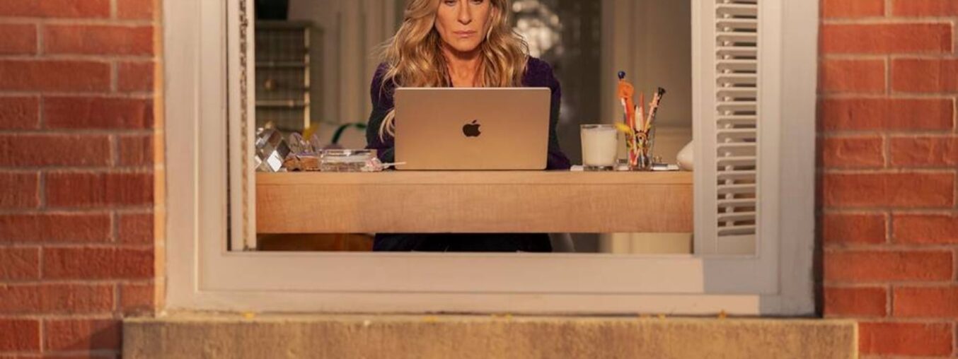 Here's my take on the plot of Carrie Bradshaw's novel in *And Just Like That*:  

Carrie writes a semi-autobiographical story about a sex columnist navigating love and loss in