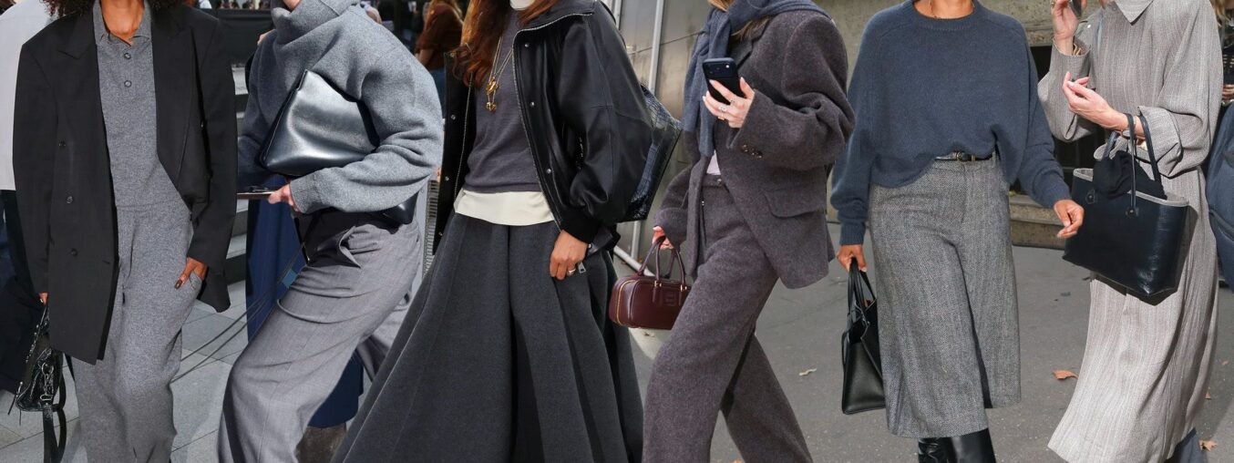 Here are six stylish ways to rock the gray-on-gray outfit trend this autumn.