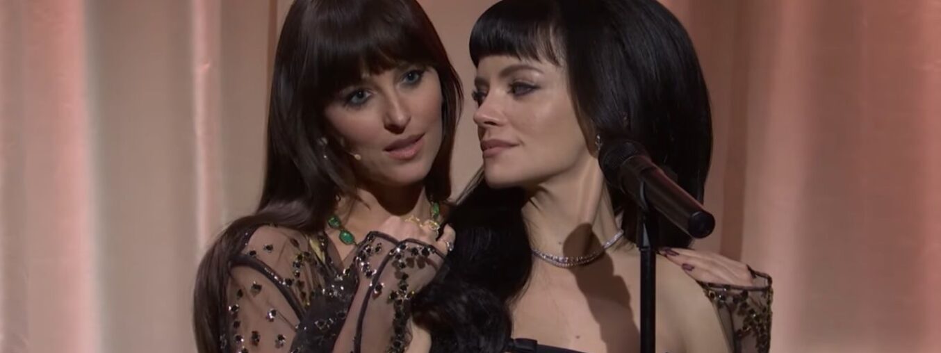 That's Madeline! Dakota Johnson, wearing lingerie, joins Lily Allen on 'SNL.'