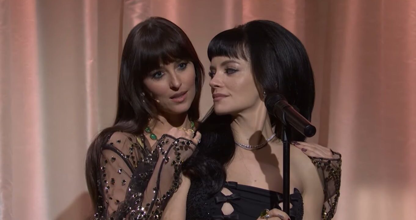 That's Madeline! Dakota Johnson, wearing lingerie, joins Lily Allen on 'SNL.'