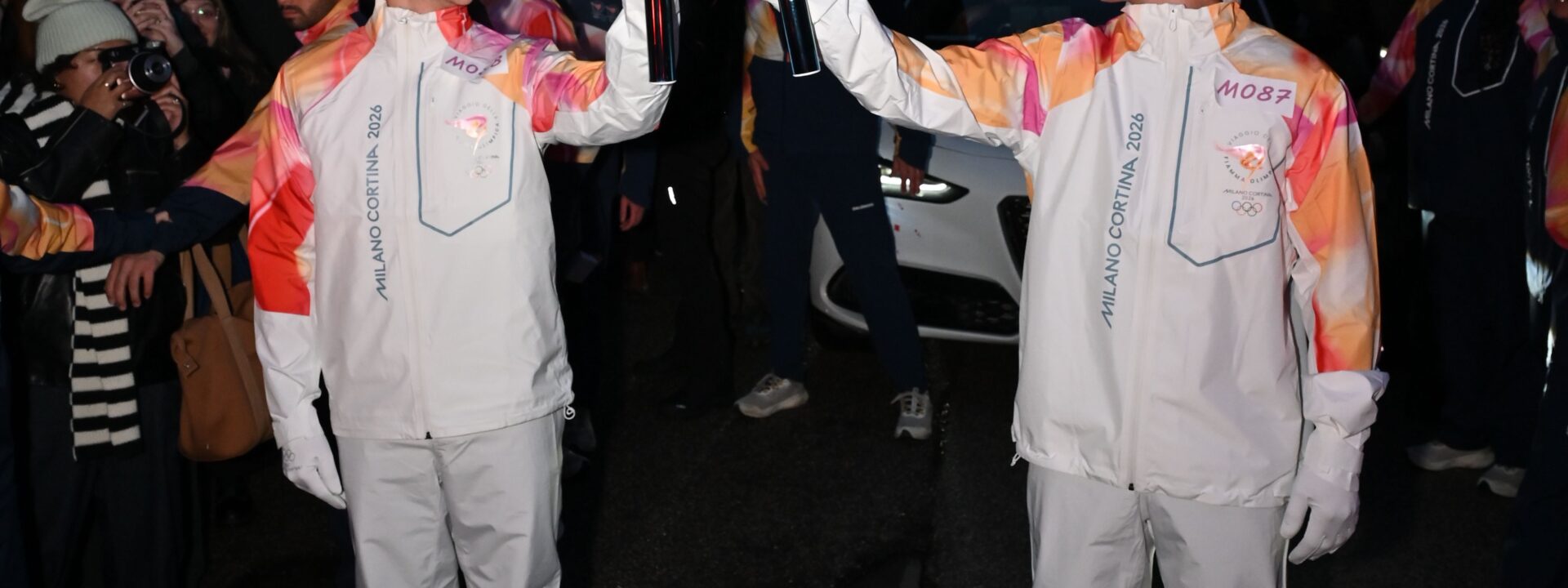 Hudson Williams and Connor Storrie brought excitement to the Olympic Torch Relay in Northern Italy.