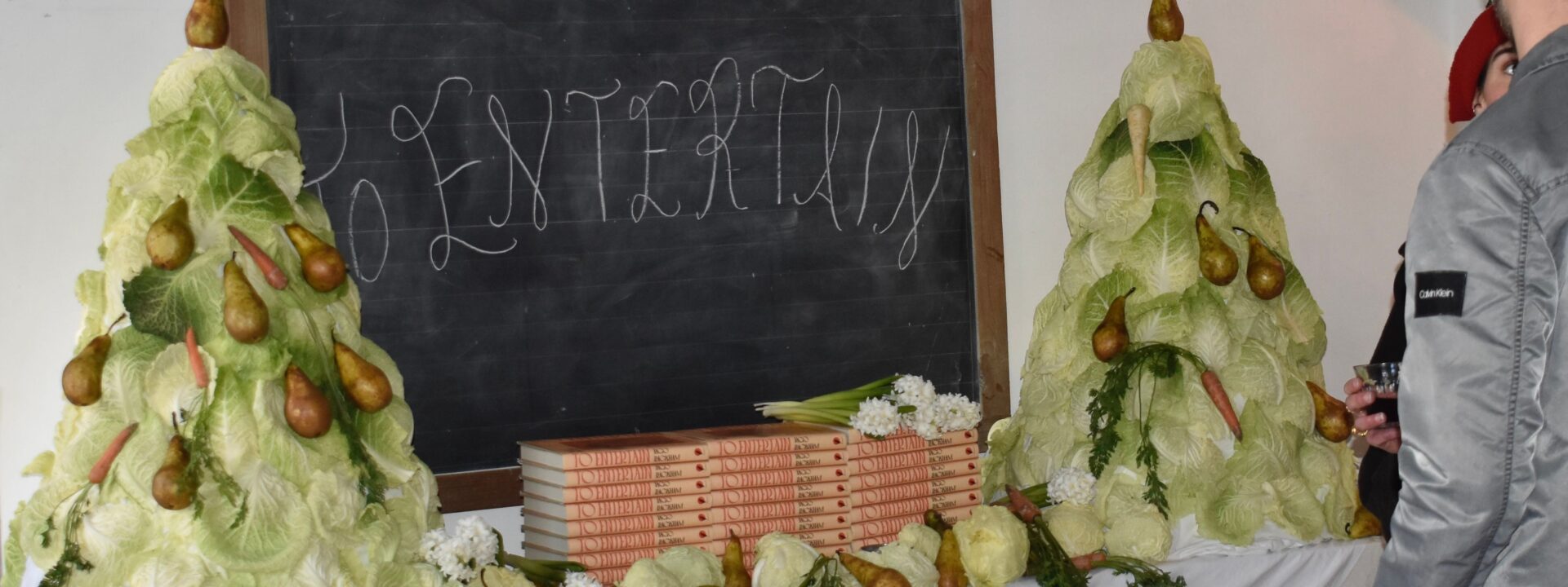 At his East London home, this first-time cookbook author served cake, caviar chips, and chaos.