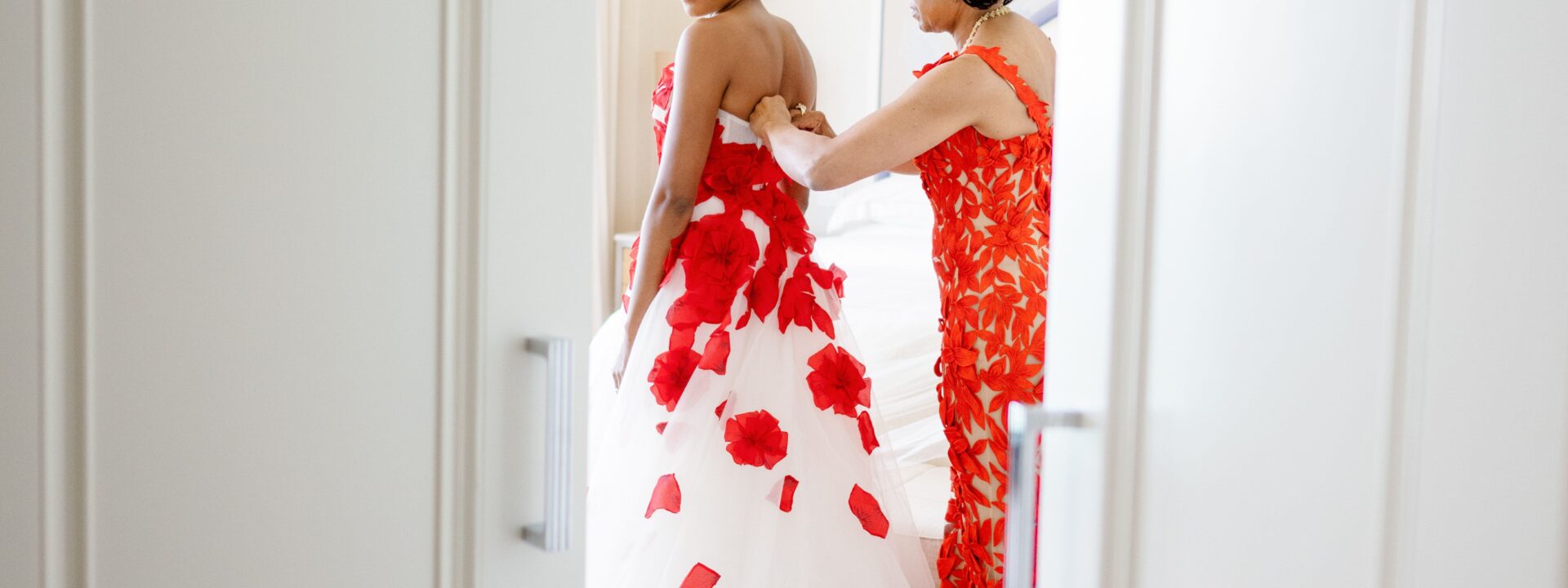 This bride chose to wear flowers at her Palm Beach wedding.