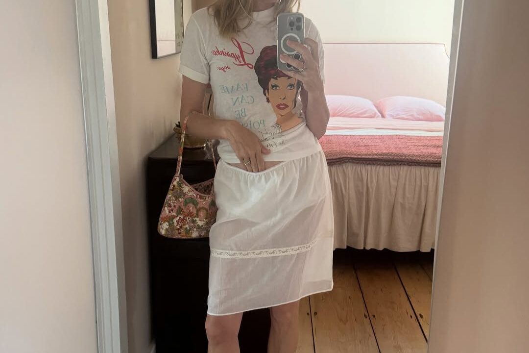 Chloë Sevigny gives this cool girl skirt trend a try.