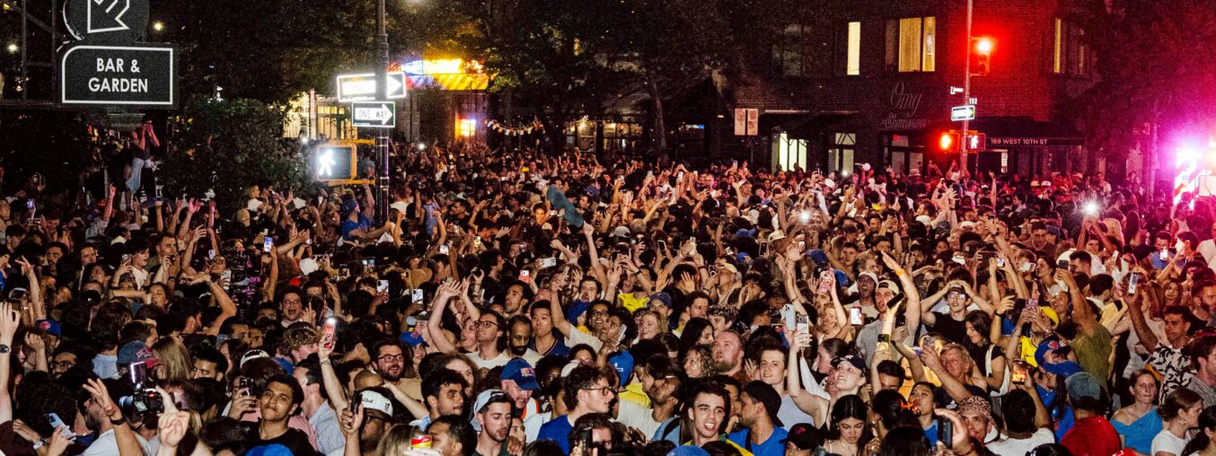Joyous scenes filled the streets of Manhattan as the New York Knicks became NBA champions.