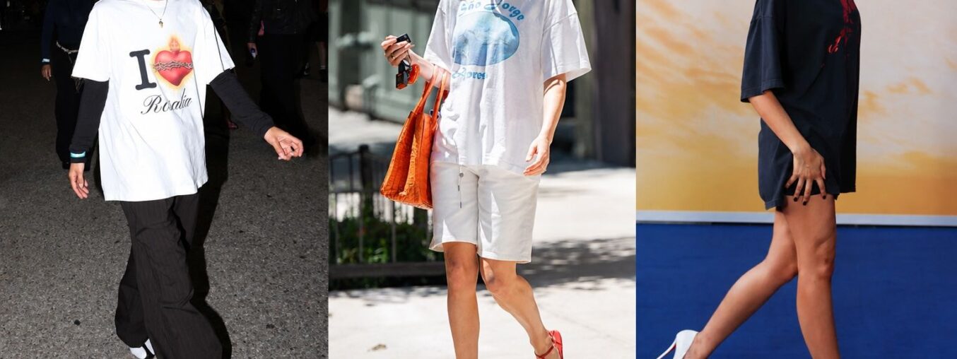 The "Bye-Bye Baby Tee" is out—this summer is all about wearing loose, casual shirts.