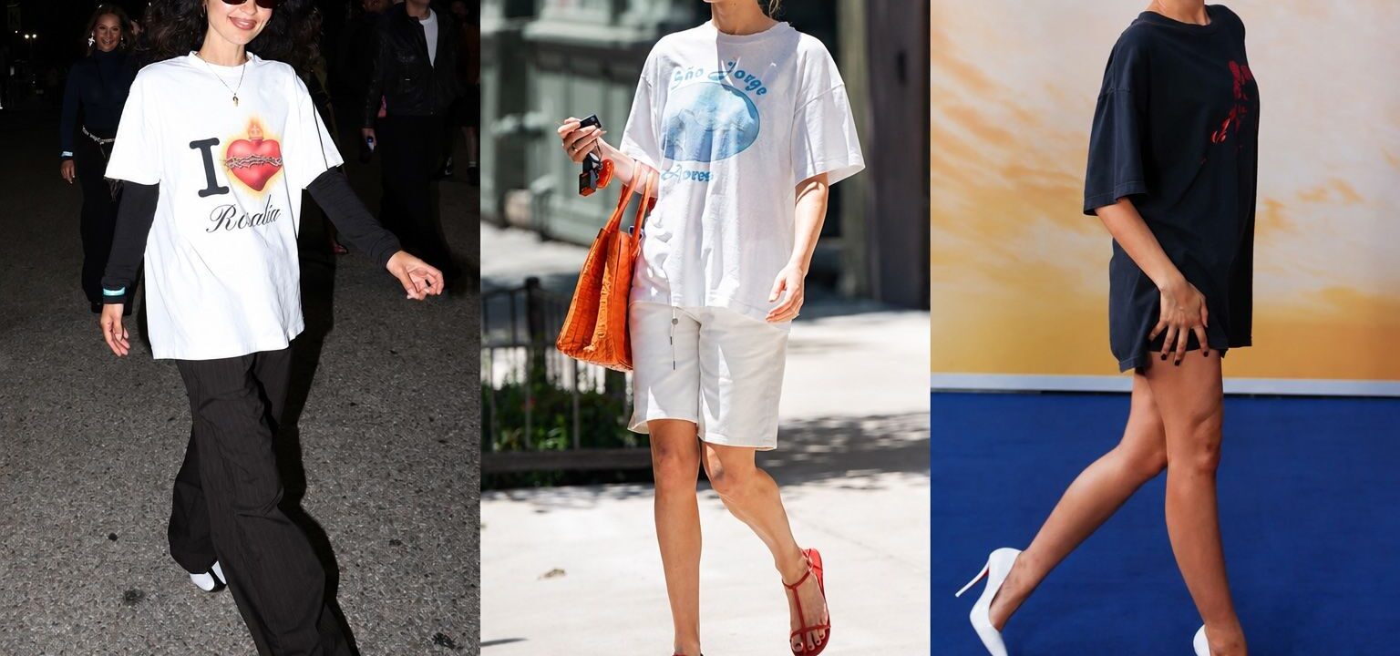 The "Bye-Bye Baby Tee" is out—this summer is all about wearing loose, casual shirts.