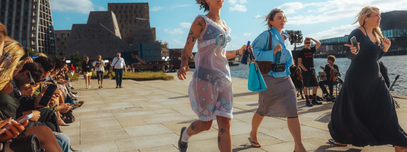 The Scandi street style approach to wearing sheer fabrics.