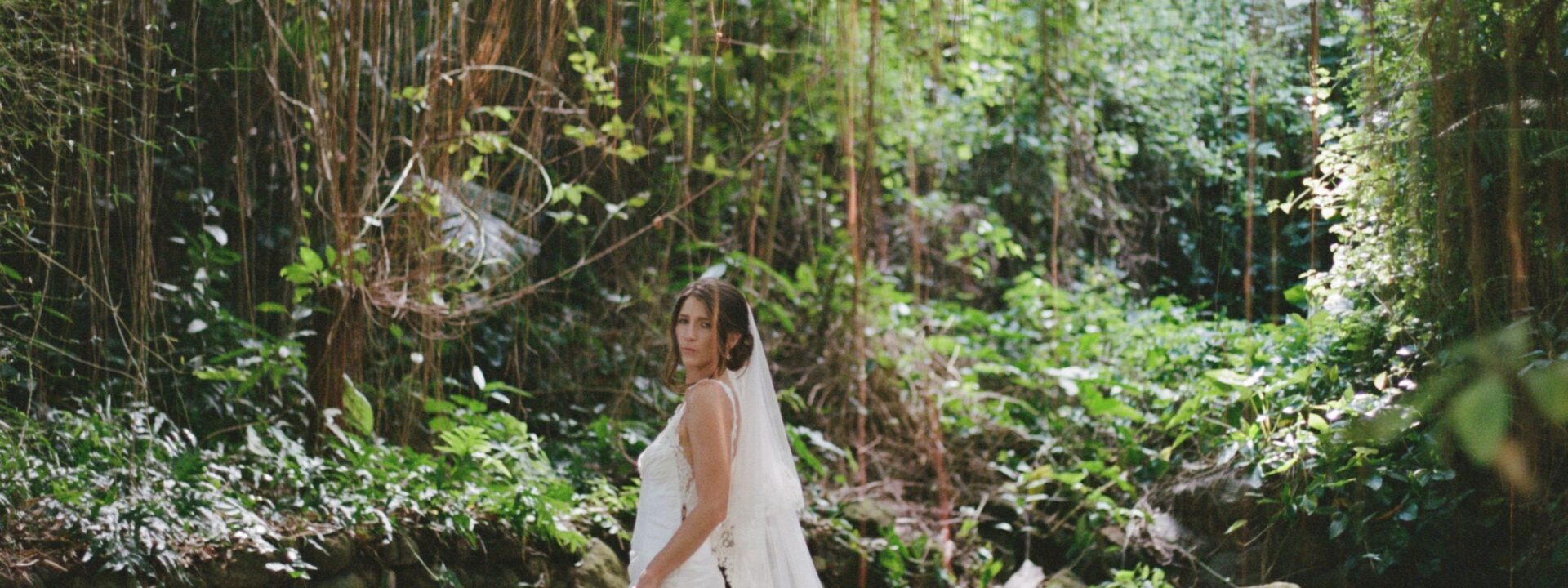 A bridal designer made her entire wedding wardrobe for her tropical wedding in Nevis.